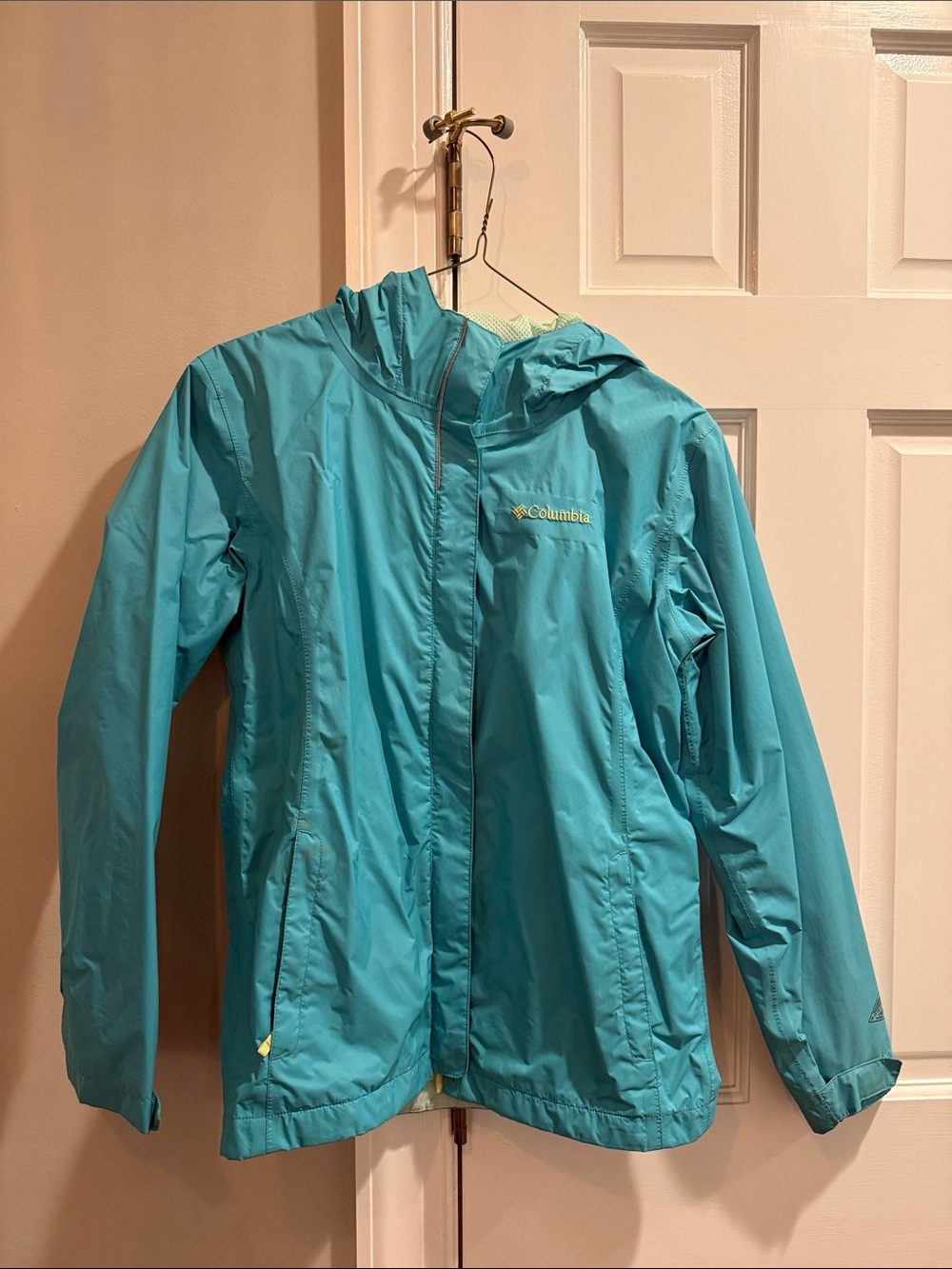 Columbia Girls' Teal Hooded Rain Jacket